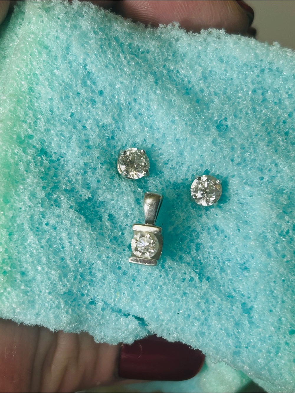 Diamond Pendant and Stud Earrings Set